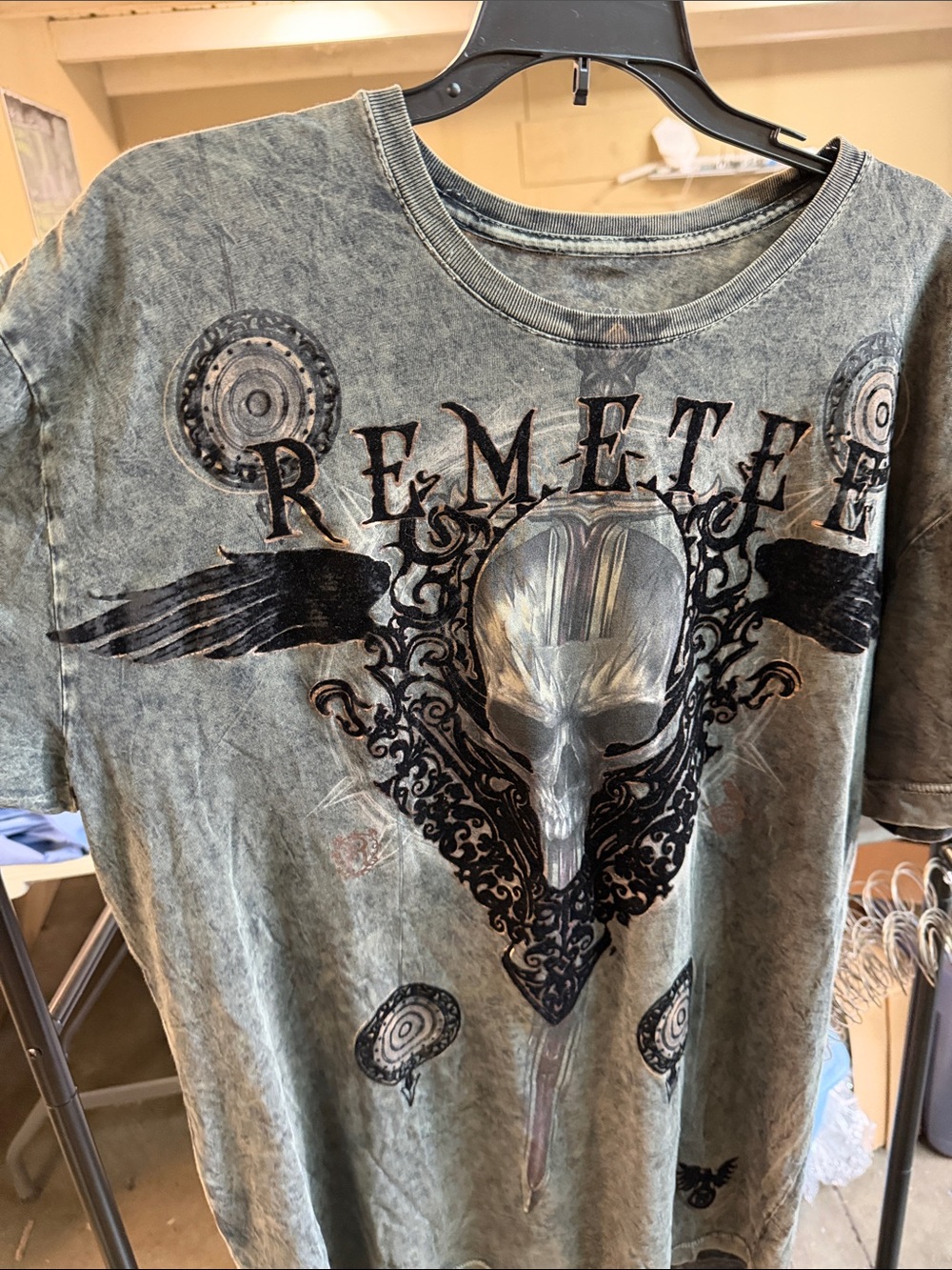 Remetee Men's Short Sleeve Crewneck Graphic T-Shirt - Washed Gray
